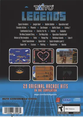 Taito Legends box cover back